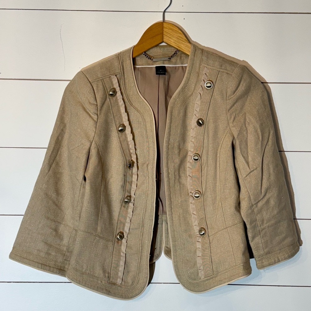 WHBM Linen Blend Khaki Jacket